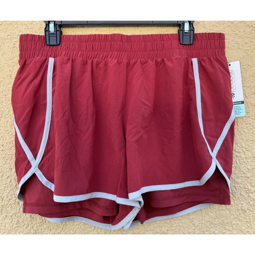 Ideology Running Shorts XL Layered Look Red Pear Pocket NWT - Picture 2 of 10